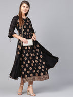 Juniper Women Black Rayon Printed Jacket Style Dress - Distacart