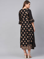 Juniper Women's Black Rayon Printed Jacket Style Dress - Distacart