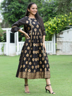 Juniper Women Black Rayon Printed Jacket Style Dress - Distacart