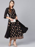 Juniper Women's Black Rayon Printed Jacket Style Dress - Distacart