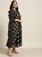 Juniper Women's Black Rayon Festive Wear Printed Jacket Style Dress - Distacart
