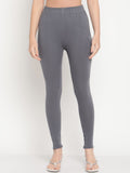 TAG 7 Women Grey Solid Cotton Ankle-Length Leggings