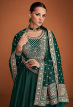 Anaita Green Designer Embroidered Heavy Premium Silk Anarkali Suit - Distacart