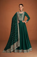 Anaita Green Designer Embroidered Heavy Premium Silk Anarkali Suit - Distacart