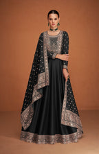 Anaita Black Designer Embroidered Heavy Premium Silk Anarkali Suit - Distacart