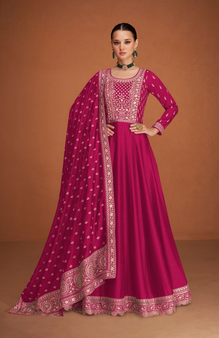 Anaita Pink Designer Embroidered Heavy Premium Silk Anarkali Suit - Distacart
