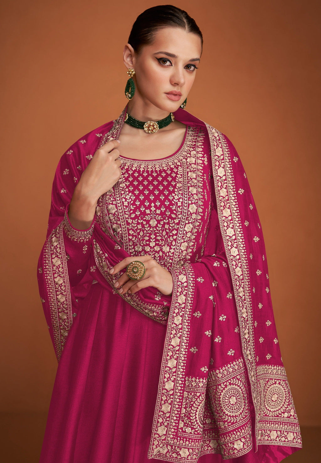 Anaita Pink Designer Embroidered Heavy Premium Silk Anarkali Suit - Distacart