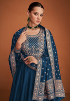 Anaita Navy_Blue Designer Embroidered Heavy Premium Silk Anarkali Suit - Distacart