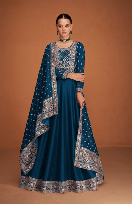 Anaita Navy_Blue Designer Embroidered Heavy Premium Silk Anarkali Suit