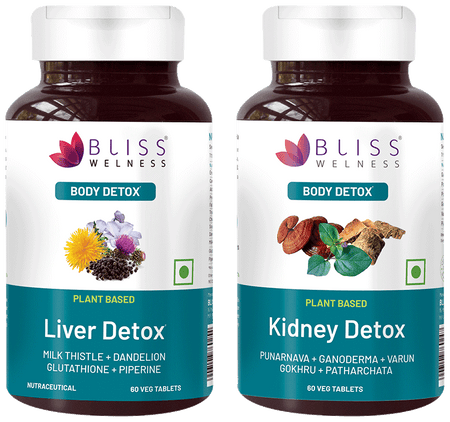 Bliss Welness Combo Pack of Body kidney & Liver Detox Veg Tablet