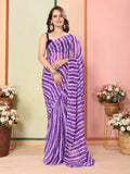 Purple Georgette Designer Printed Ready To Wear Saree - Elite