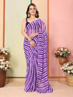 Purple Georgette Designer Printed Ready To Wear Saree - Elite