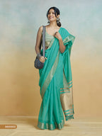 Anaita Mint Handloom Khadi Silk Zari Woven Work Saree With Blouse Piece - Distacart