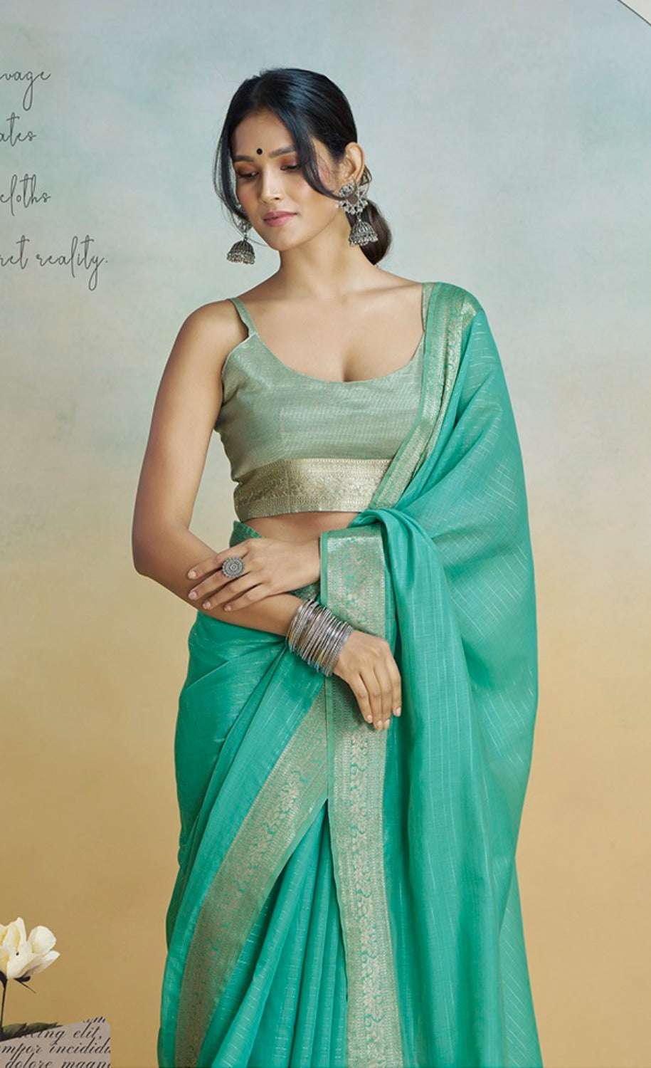 Anaita Mint Handloom Khadi Silk Zari Woven Work Saree With Blouse Piece - Distacart