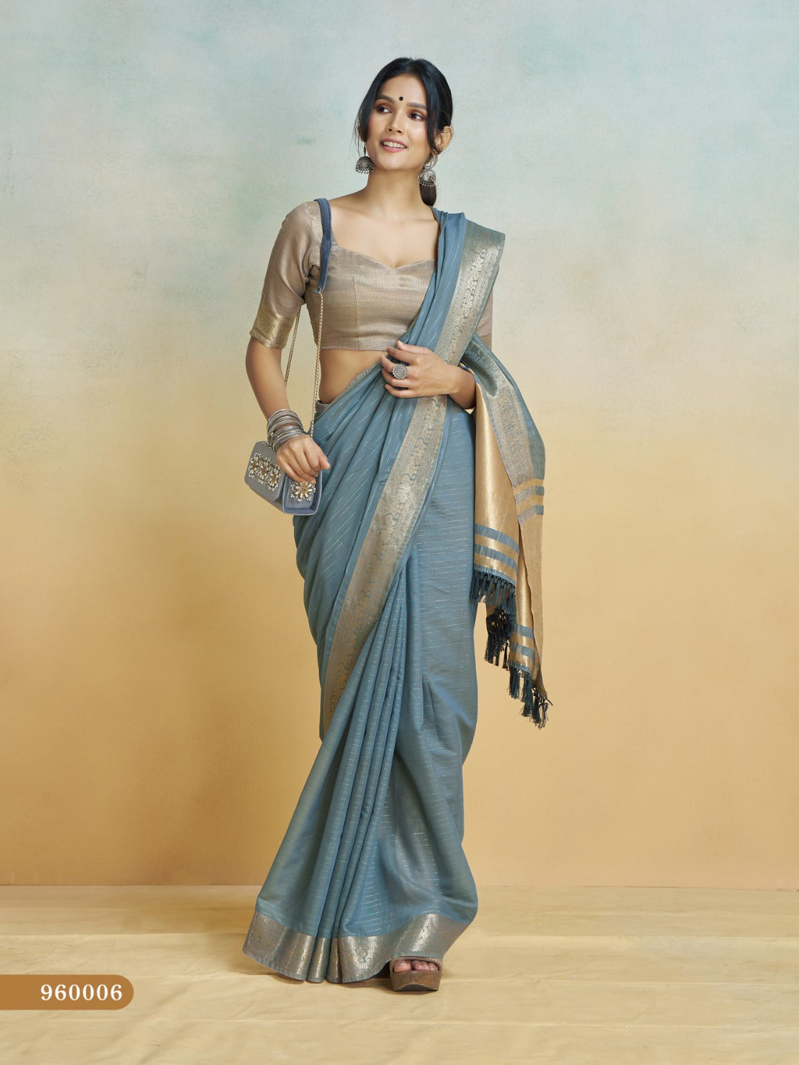 Anaita Blue Handloom Khadi Silk Zari Woven Work Saree With Blouse Piece - Distacart