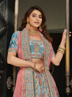 Myra Turquoise Velvet Embroidered Designer Lehenga