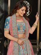 Myra Turquoise Velvet Embroidered Designer Lehenga