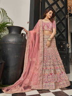 Myra Mauve Velvet Embroidered Designer Lehenga