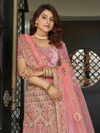 Myra Mauve Velvet Embroidered Designer Lehenga