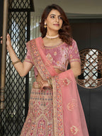 Myra Mauve Velvet Embroidered Designer Lehenga