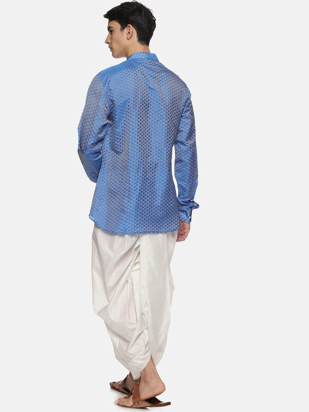 Sethukrishna Men Blue Striped Angrakha Kurti with Dhoti Pants - Distacart