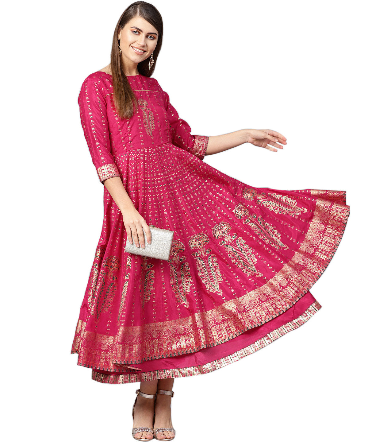 Juniper Women Fuchsia Shantoon Printed Layered Dress - Distacart