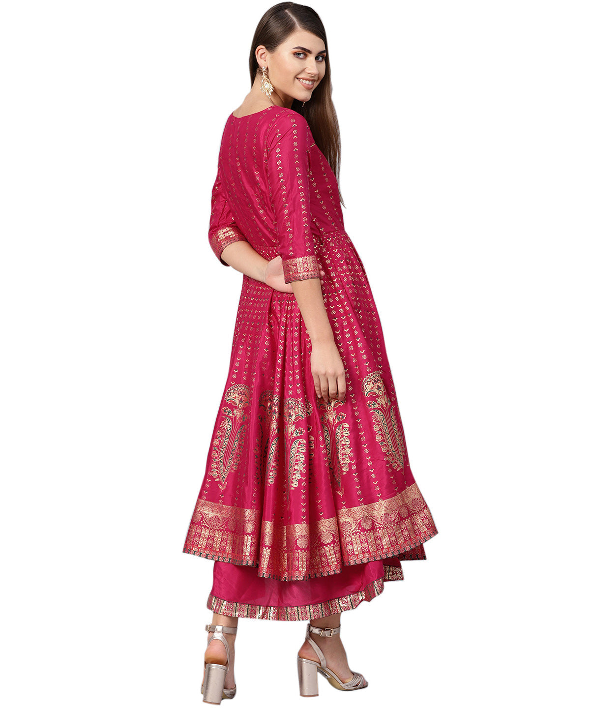 Juniper Women Fuchsia Shantoon Printed Layered Dress - Distacart