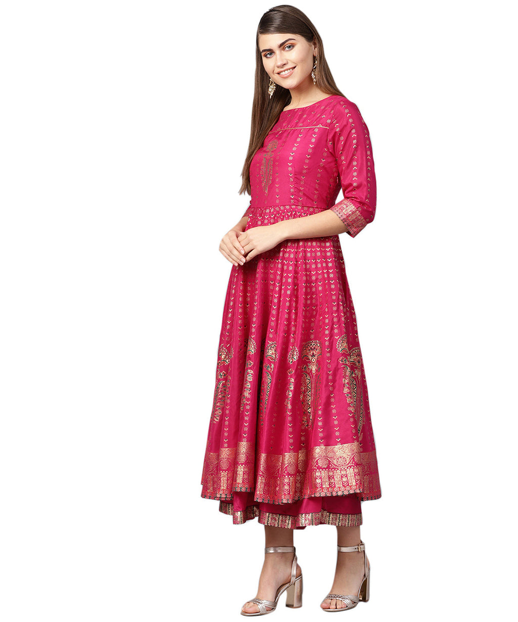 Juniper Women Fuchsia Shantoon Printed Layered Dress - Distacart