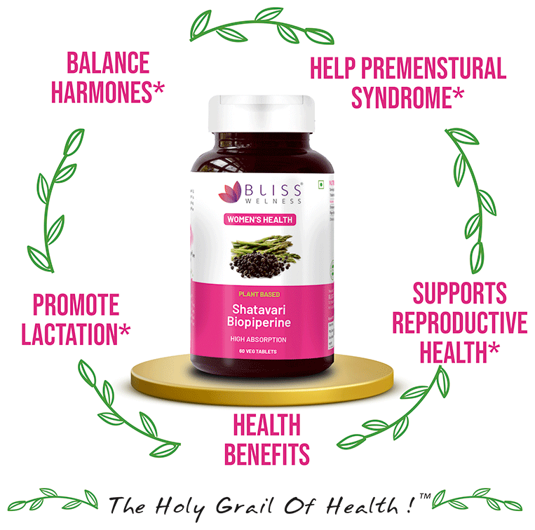 Bliss Welness Women's Wellness Shatavari Biopiperine Veg Tablet