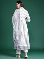 Indo Era Floral Printed Pure Cotton Kurta with Trousers & Dupatta - Distacart