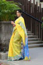 Beatitude Yellow Slub Cotton Floral Jamdani Saree