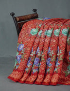 Shades of Tomato Mix Orange Colour Floral Design Semi Chanderi Saree By Gayathri Reddy Designer Studio