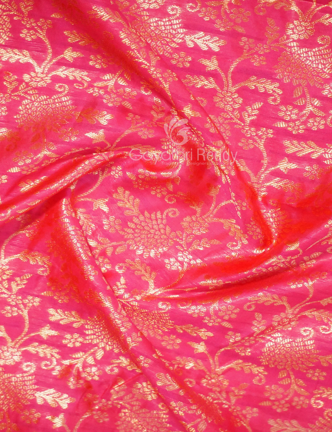 Shades of Peach Pink Floral Designbanaras Semi Silk Saree By Gayathri Reddy Designer Studio