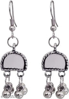 Tehzeeb Creations Women's Silver Plated Necklace Set With Mirror Design