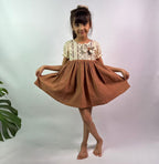 ArthLife Vintage Brown Fit And Flare Dress