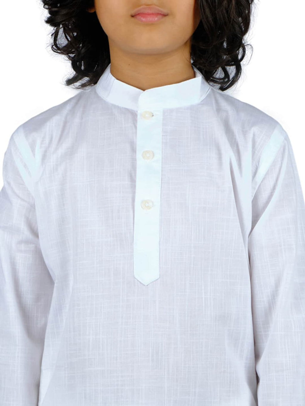 Sethukrishna Boys White Angrakha Pure Cotton Kurta With Dhoti Pants