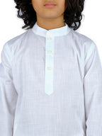 Sethukrishna Boys White Angrakha Pure Cotton Kurta With Dhoti Pants