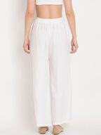 TAG 7 Women White & Maroon Set of 2 Flared Ethnic Palazzos