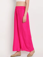 TAG 7 Women Pink Solid Flared Palazzos