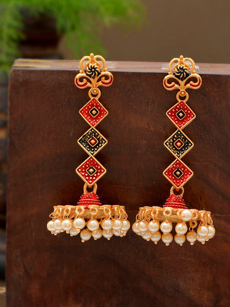 Shoshaa Gold-Toned Contemporary Jhumka Earrings