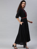 Juniper Women's Black Rayon Embellished Flared Dress - Distacart