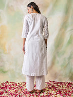 HOUSE OF KARI Ethnic Motifs Embroidered Chikankari Kurta
