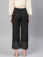 Juniper Women Black Cotton Flex Solid Wide Leg Palazzo - Distacart