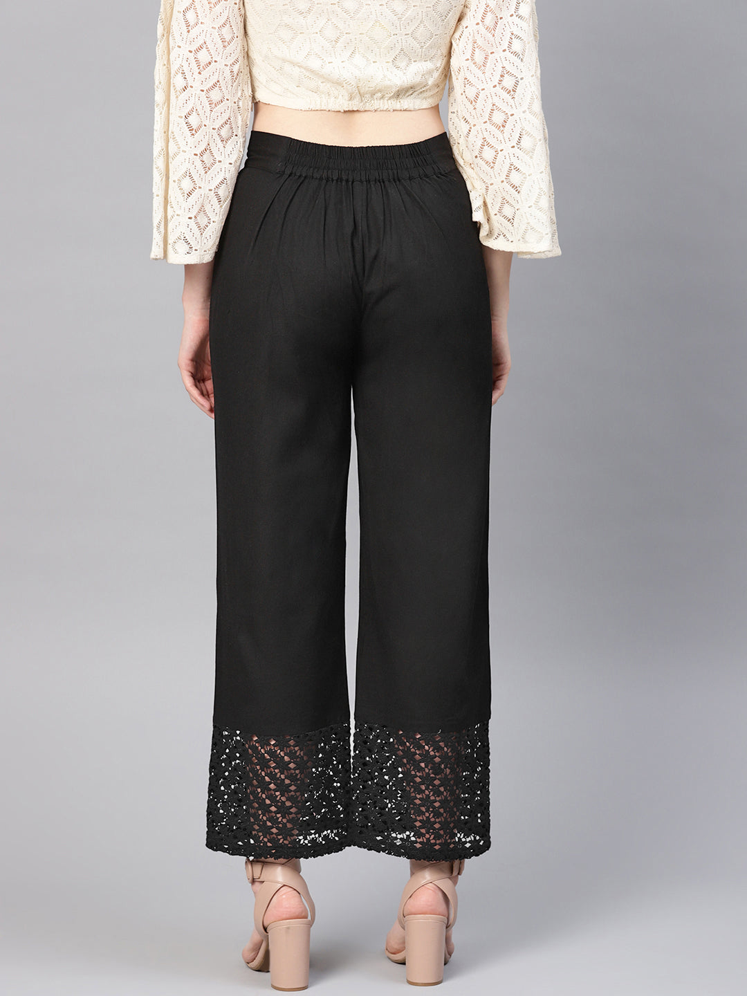 Juniper Women Black Cotton Flex Solid Wide Leg Palazzo - Distacart