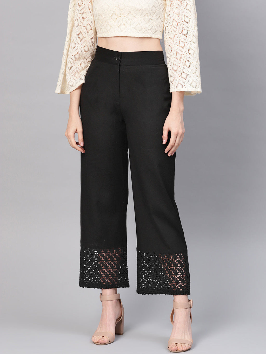 Juniper Women Black Cotton Flex Solid Wide Leg Palazzo - Distacart