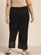 Juniper Women Black Cotton Flex Solid Wide Leg Palazzo - Distacart