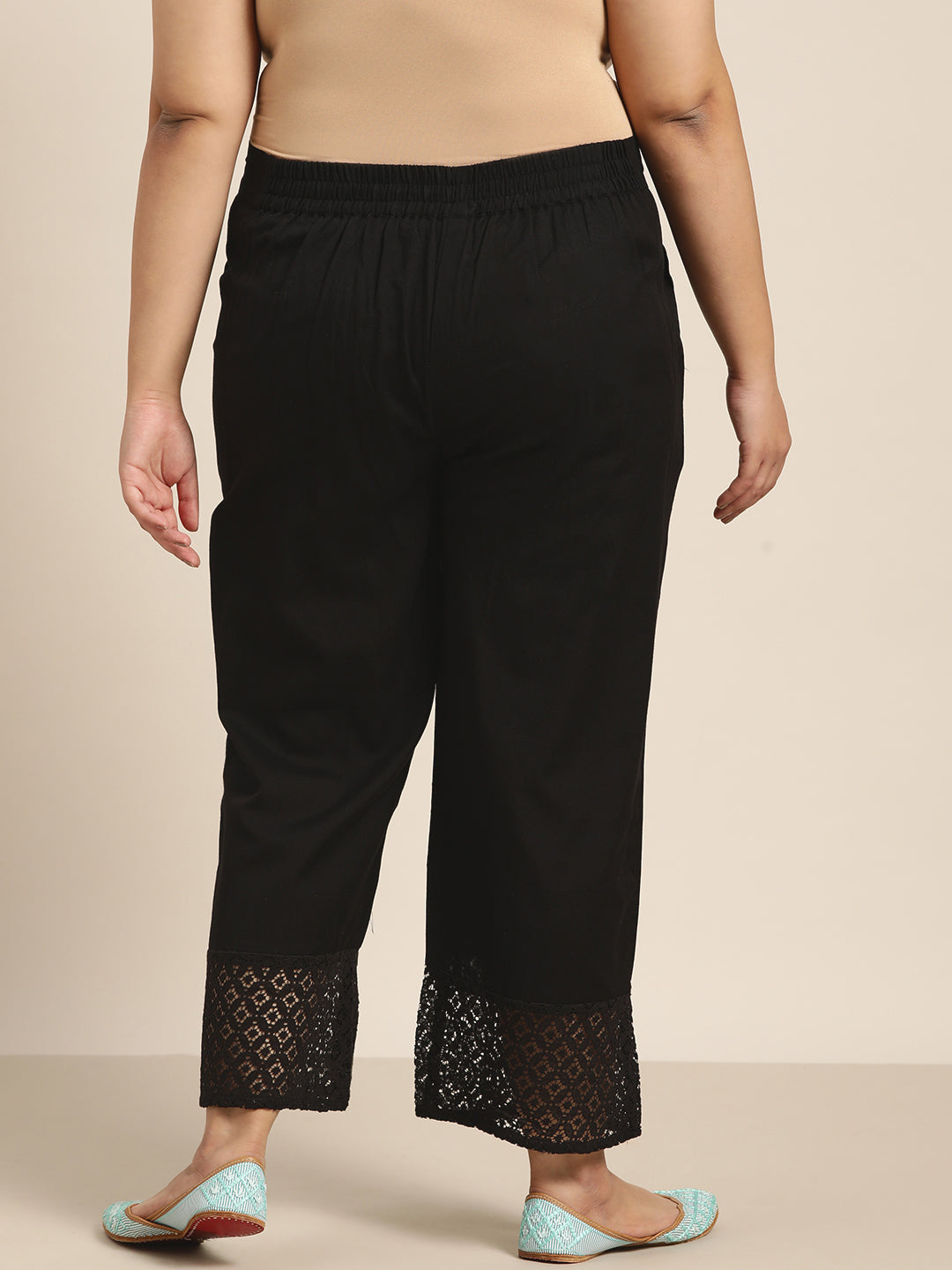 Juniper Women Black Cotton Flex Solid Wide Leg Palazzo - Distacart