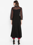 Janasya Black & Pink Printed A-Line Kurta - Distacart