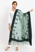 Mominos Fashion Moeza Women's Orgenza All Over Chikan Work Bottle Green Dupatta - Distacart