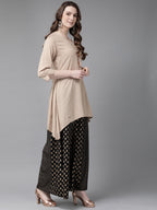 Juniper Womens Beige Rayon Slub Solid Kurta - Distacart